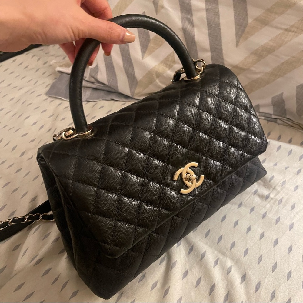 CHANEL Coco Handle Bag with silver Accents
Used only once
Like new condition